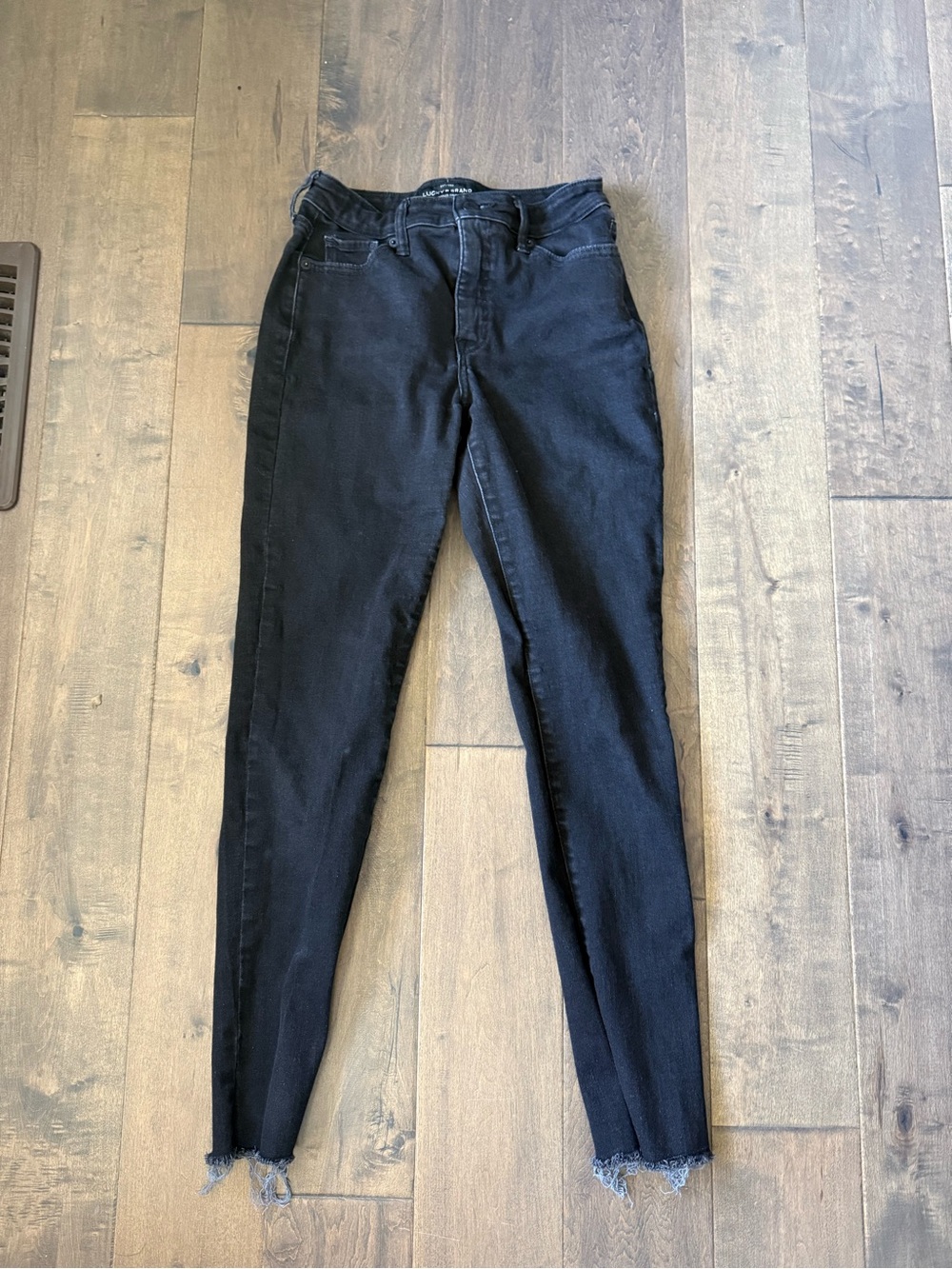 Lucky Brand Black Hayden Skinny Jeans with Raw Hem